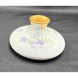 Vintage‎ LDA Limoges France Porcelain Bud Vase Purple Violets Gold Gilt Trim